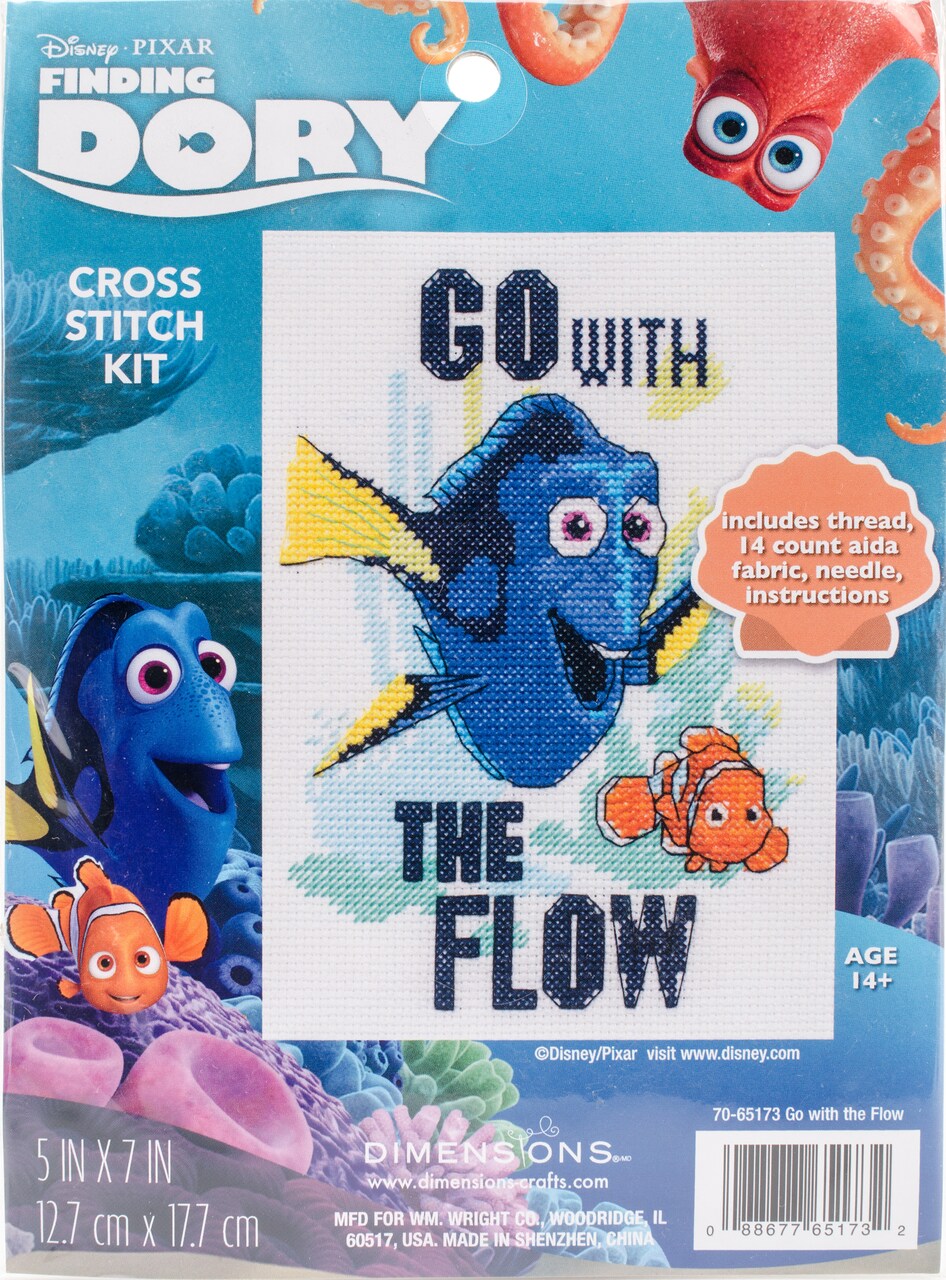 Dimensions Disney Counted Cross Stitch Kit 5"X7"-Go With The Flow (14 Count)